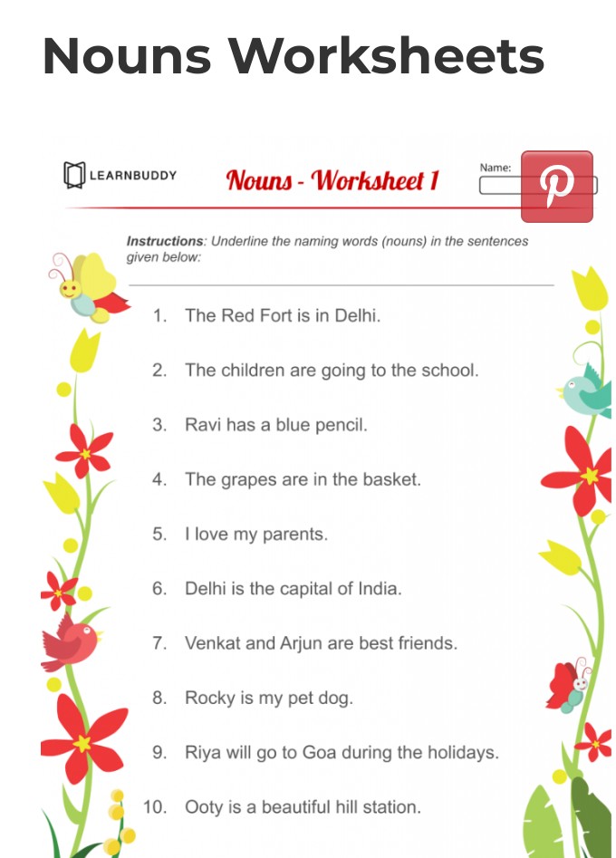 Nouns (Naming Words) Worksheet PDF, 56% OFF