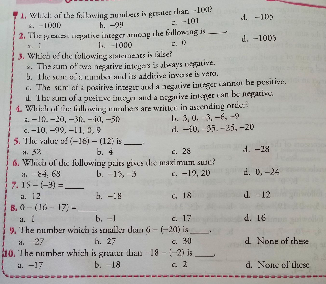 Integers Mathematics Assignment Teachmint 6299