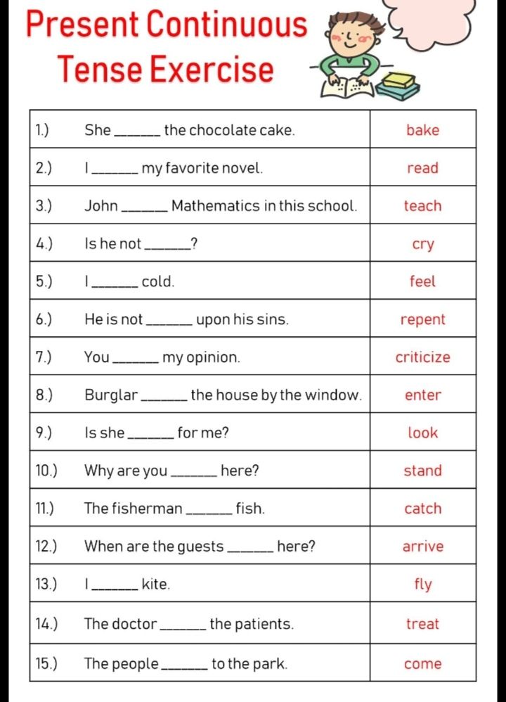 Present Continuous Tense English Assignment Teachmint