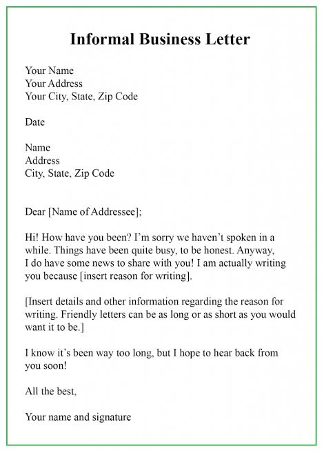 informal friendly letter format