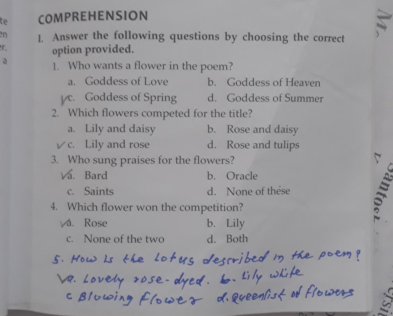 The Flower School Poem Questions And Answers | Best Flower Site