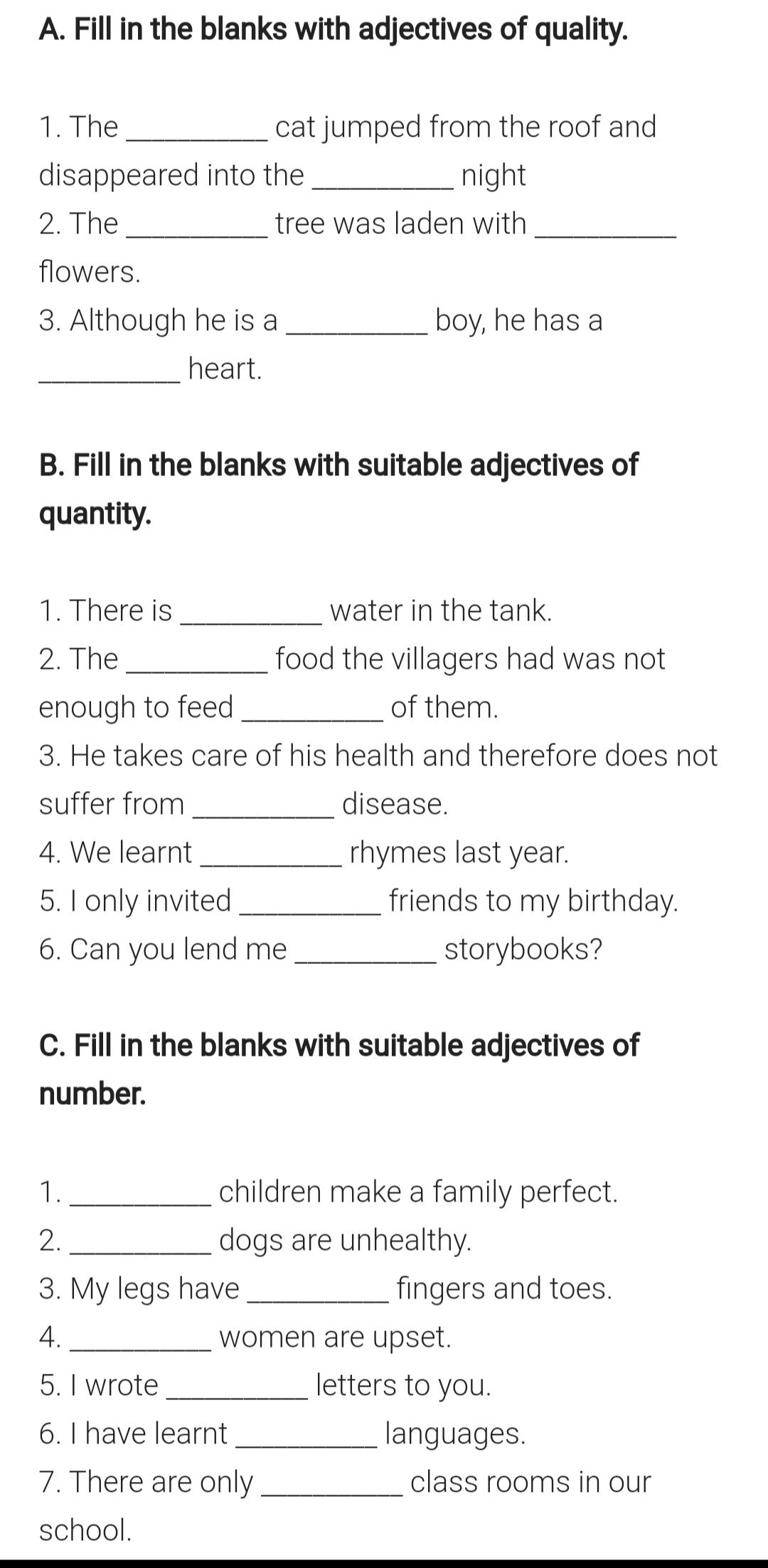 Adjective Of Quantity Worksheet For Class 4