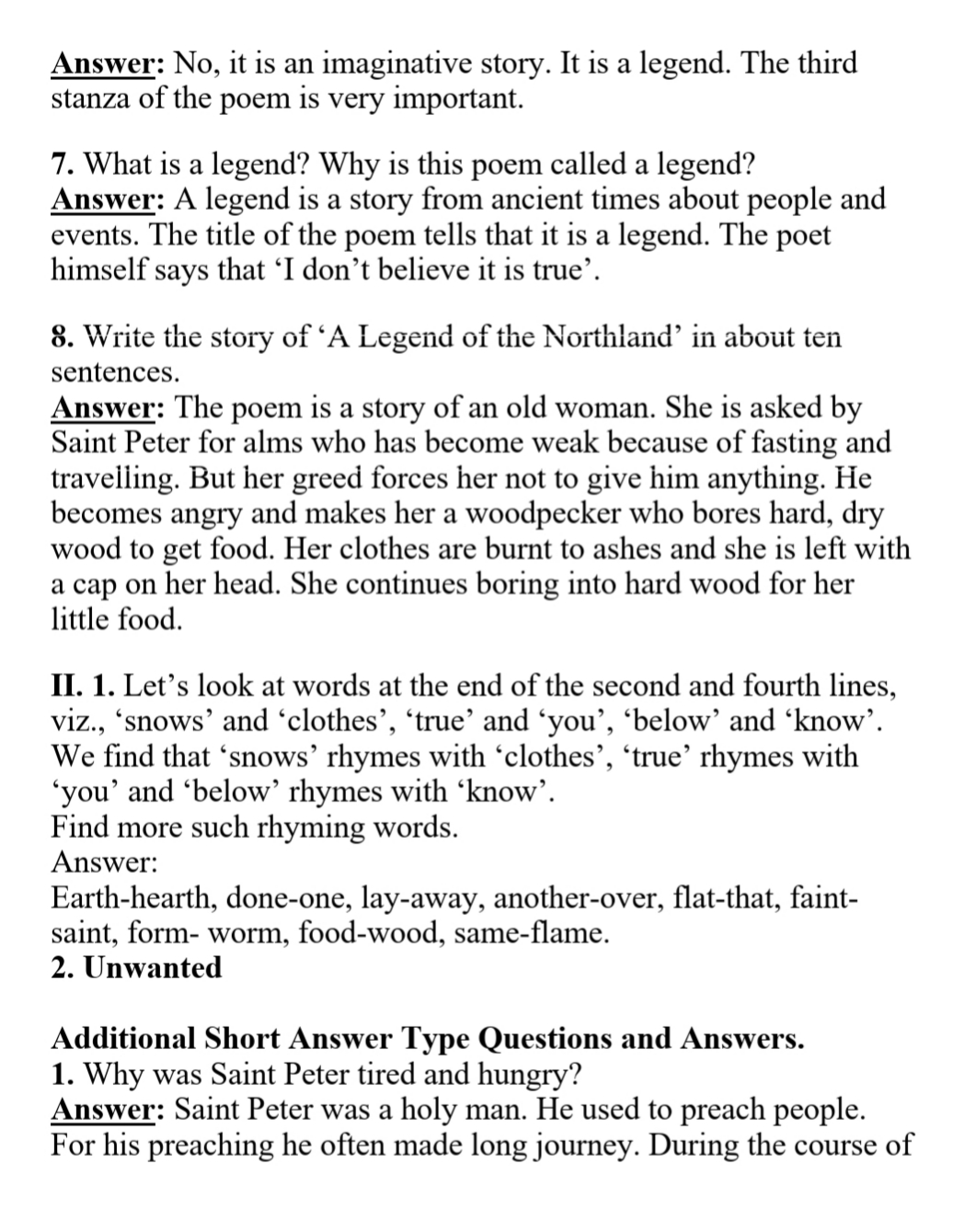 A Legend Of The Northland English Language Notes Teachmint