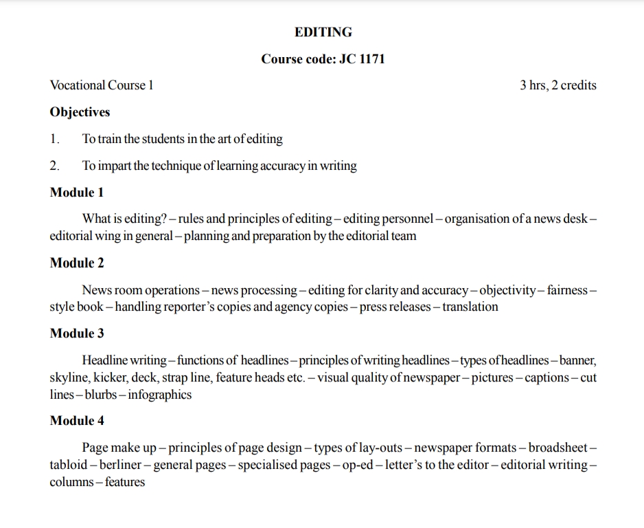 Basics Of Editing - Journalism Editing - Notes - Teachmint