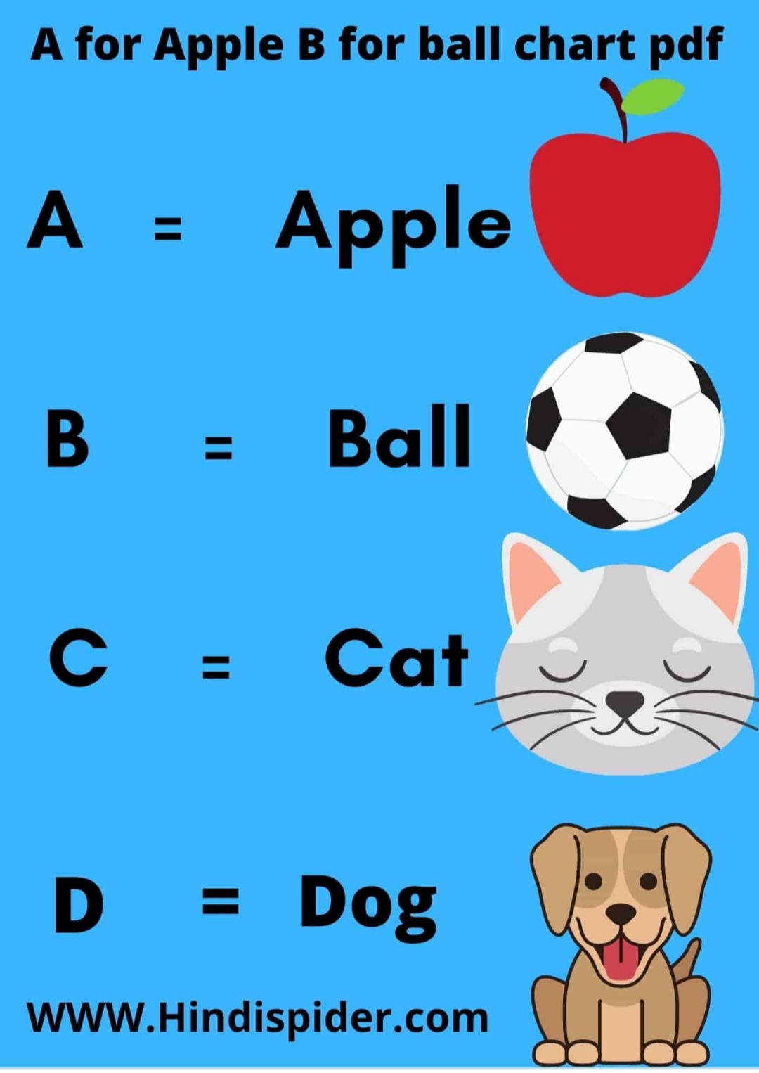 A for apple b for banana c for cat d for dog best sale