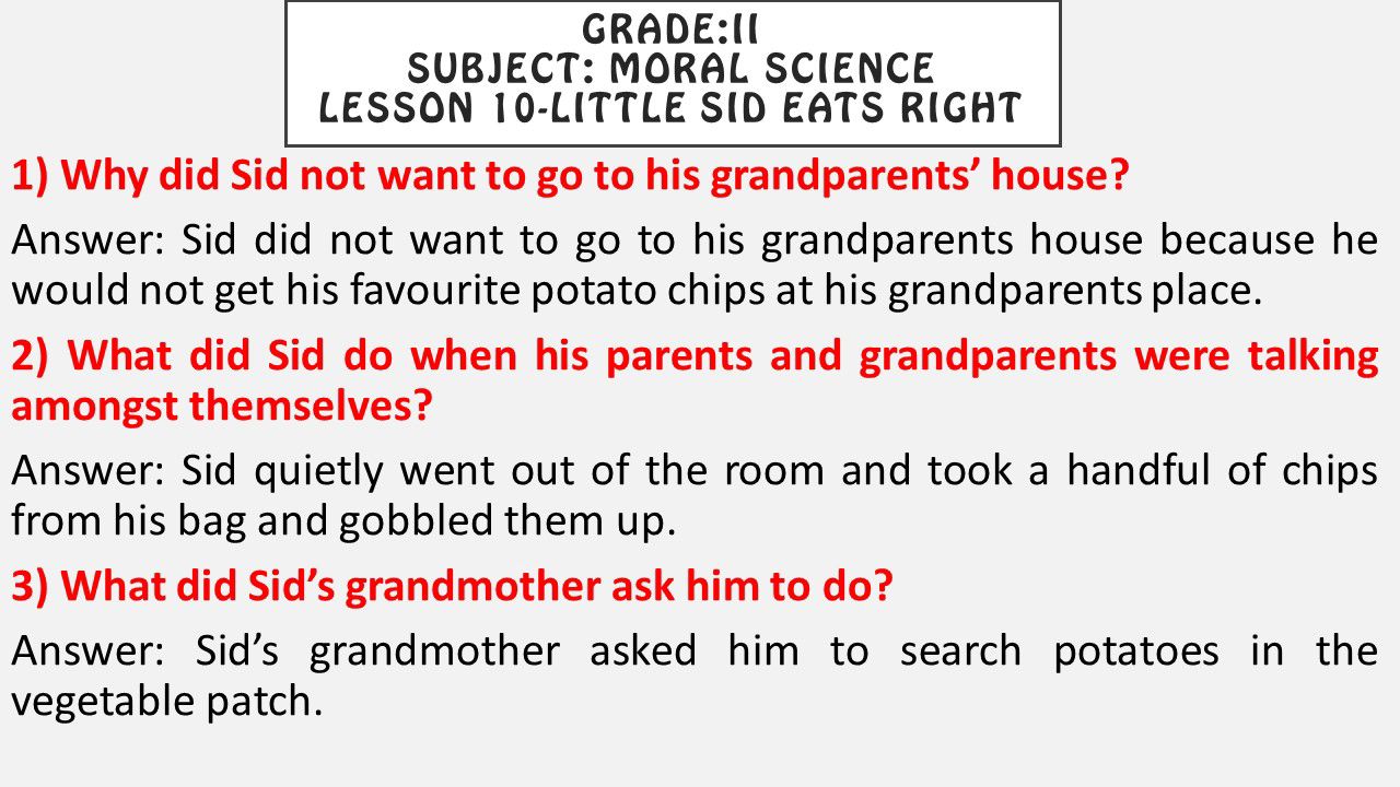 answer these questions moral science notes teachmint