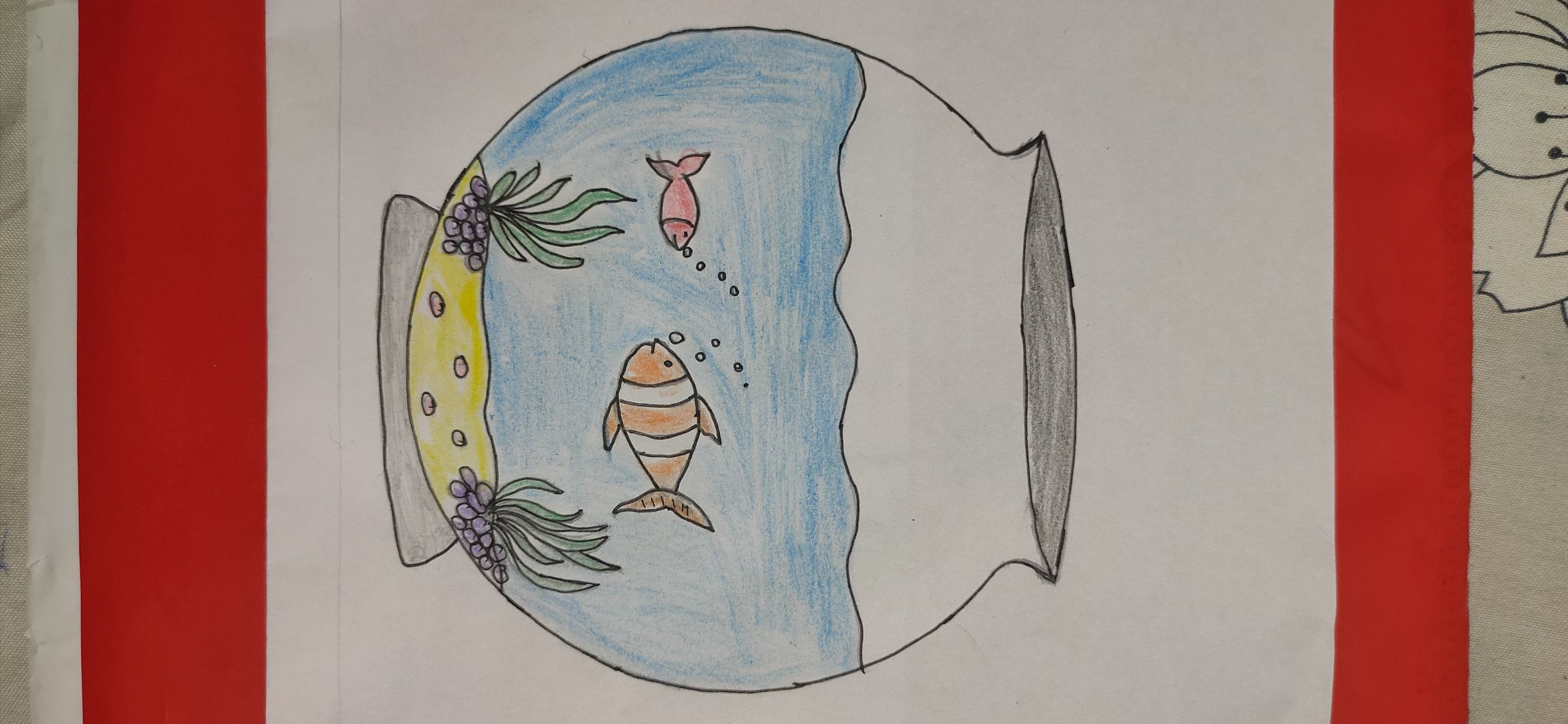Aquarium with fish coloring book. Children s contour drawing of an aquatic  pet. Sketch of a round aquarium black lines. 26569753 Vector Art at Vecteezy