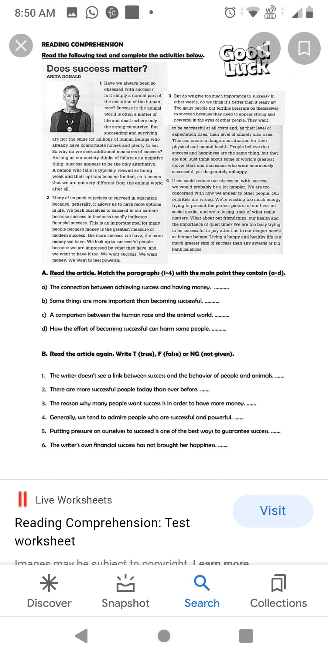 Comprehension - English - Assignment - Teachmint