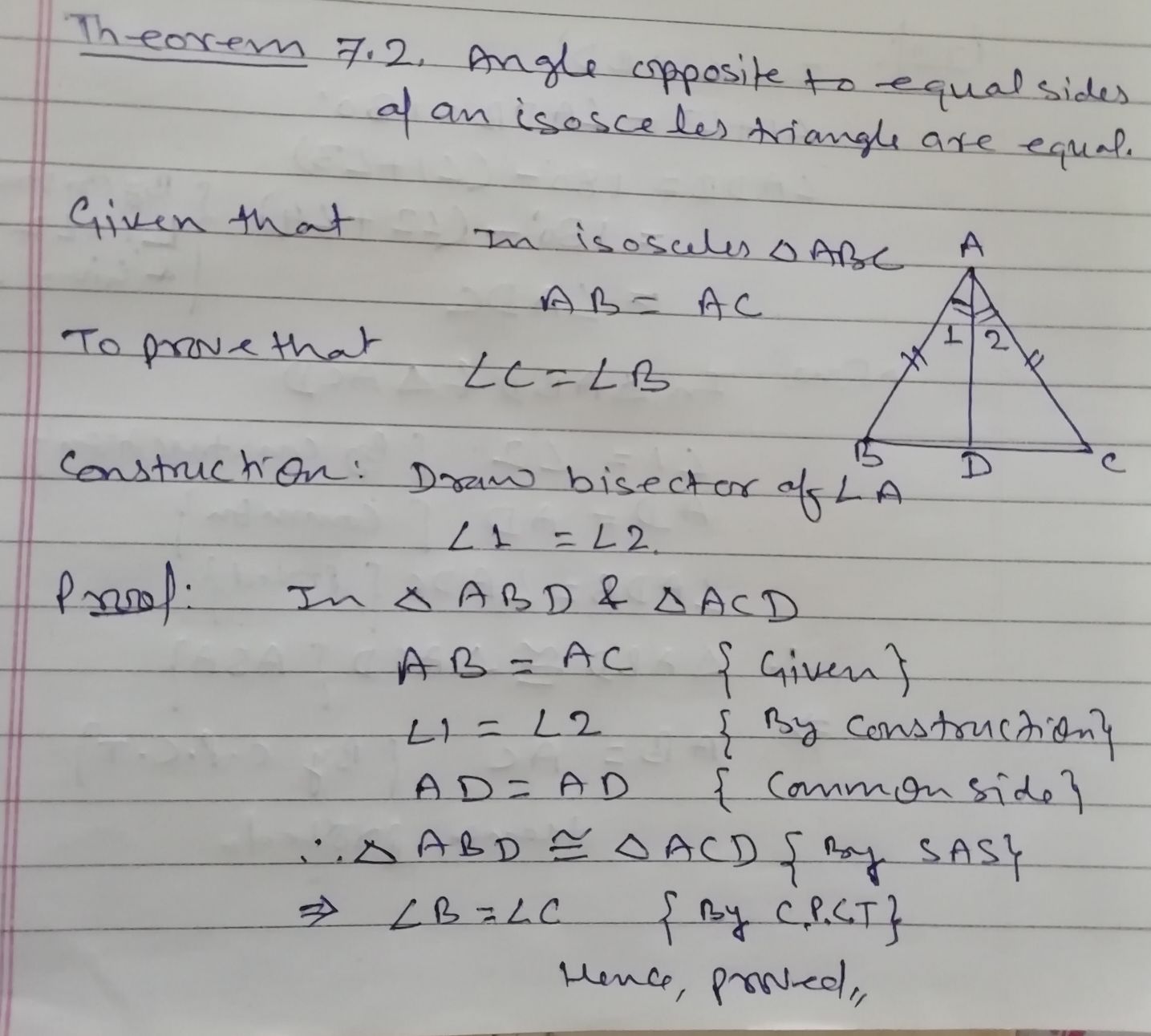 NCERT Solutions Class 9 Maths Chapter 7 Exercise 7.2 Triangles - Free PDF