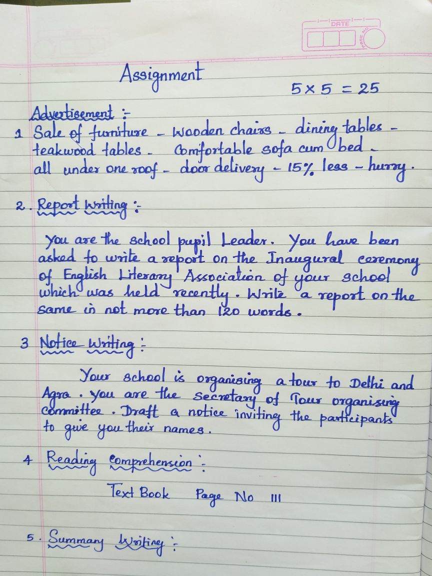 assignment on developing writing skills in english