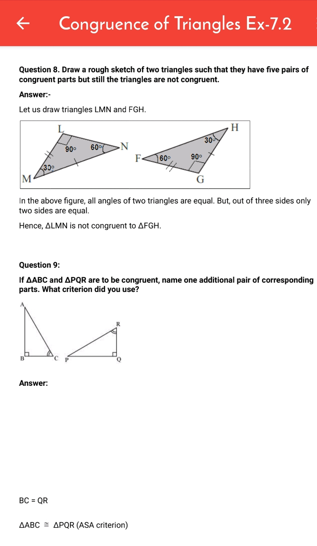 Congruence Of Triangles - Maths - Notes - Teachmint