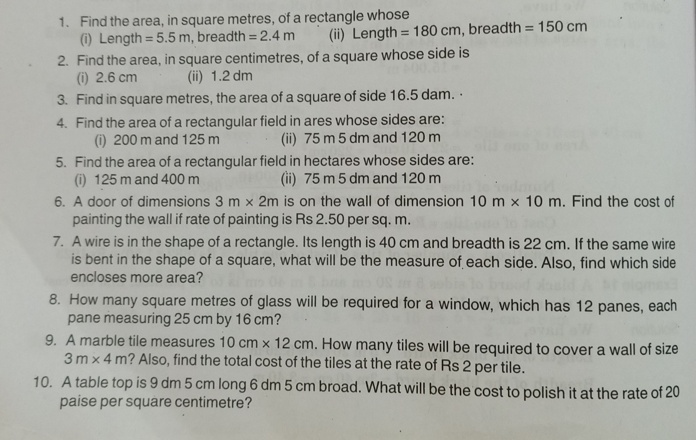 Mensuration-1 - Mathematics - Assignment - Teachmint