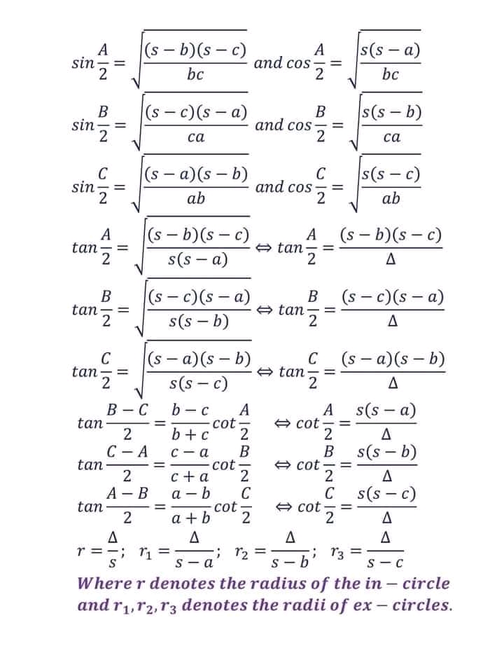 Trigo Formula - All Subjects - Notes - Teachmint