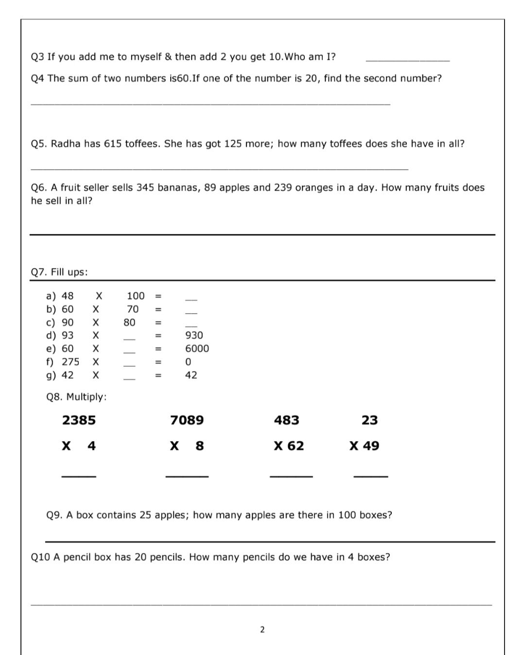 Addition - Maths - Assignment - Teachmint