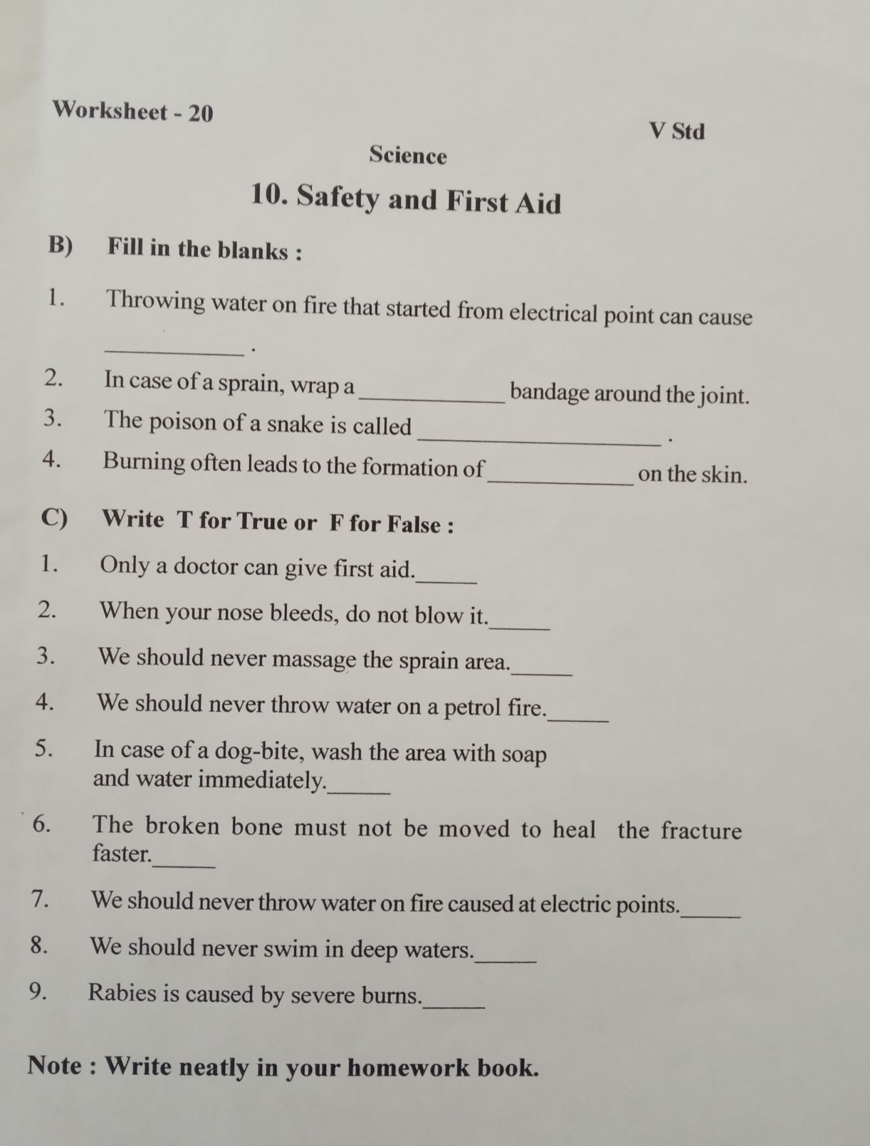 Safety And First Aid For Class 4 Worksheet With Answers Fire Safety