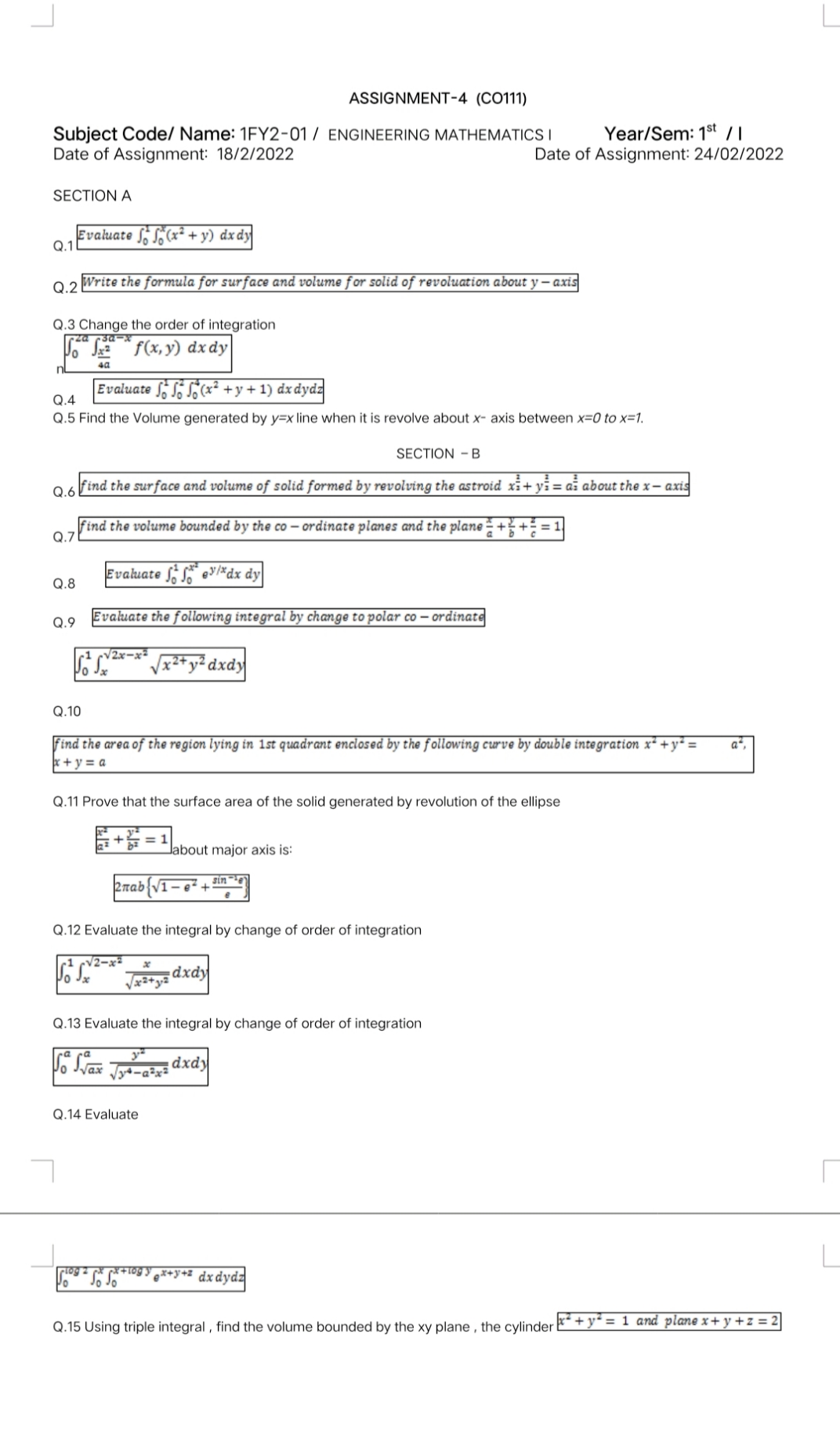 Assignment 4 - Engineering Maths - Notes - Teachmint