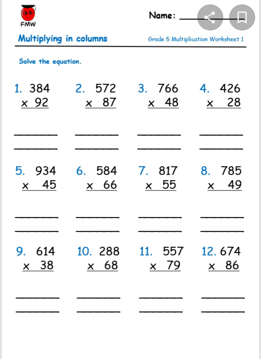 Multiplication Division Worksheet Maths Assignment Teachmint