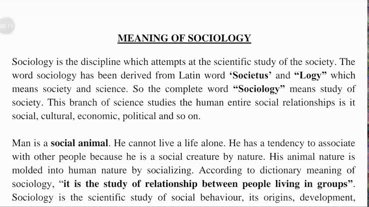 Meaning Of Sociology - Sociology - Notes - Teachmint
