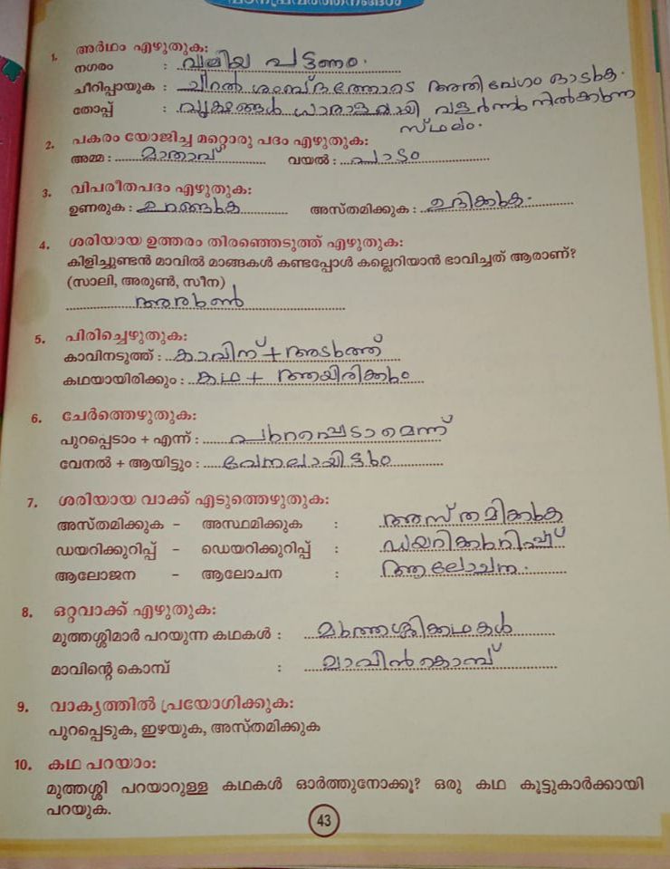 assignment topics in malayalam