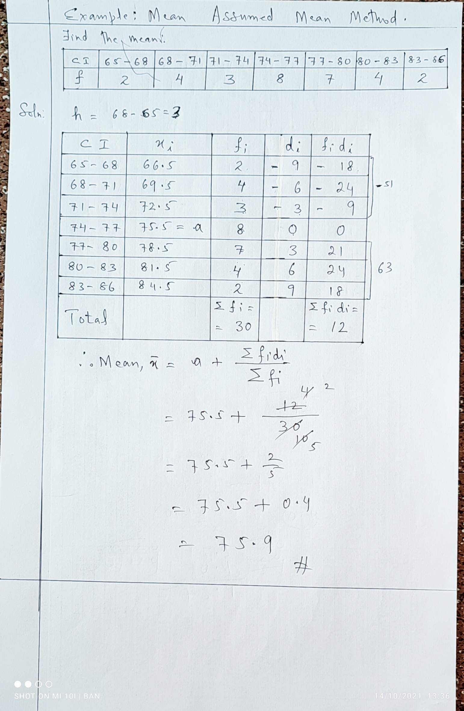 What Is Mean By Assumed Mean Formula