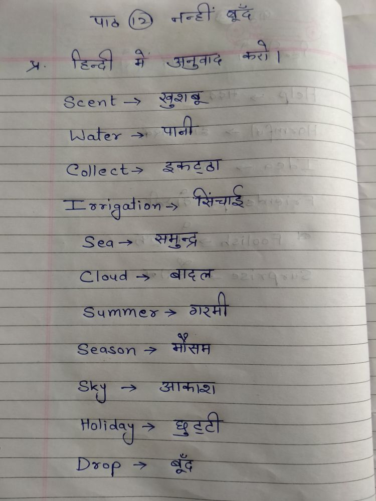 how to say homework in hindi