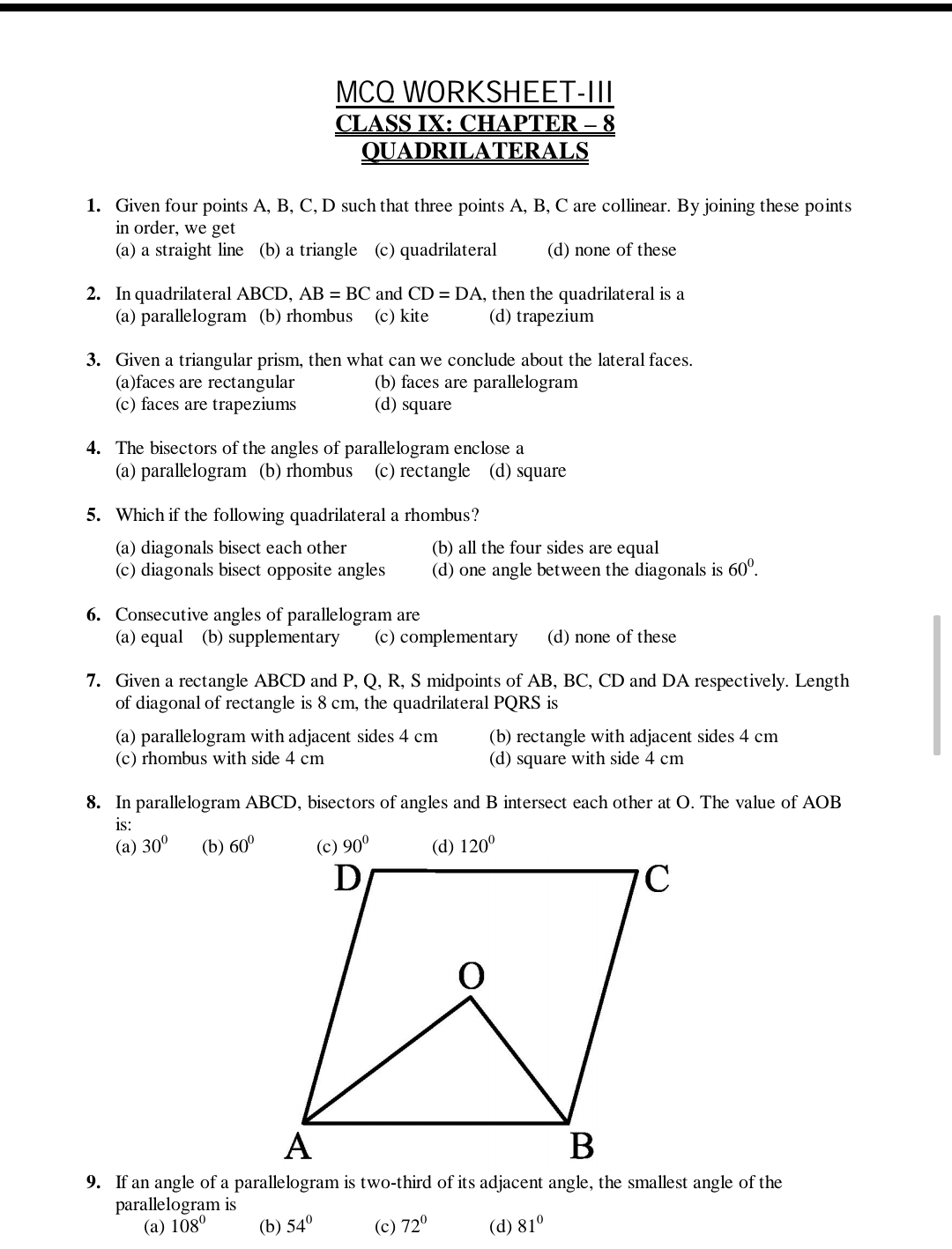 Quadrilateral - Maths - Notes - Teachmint