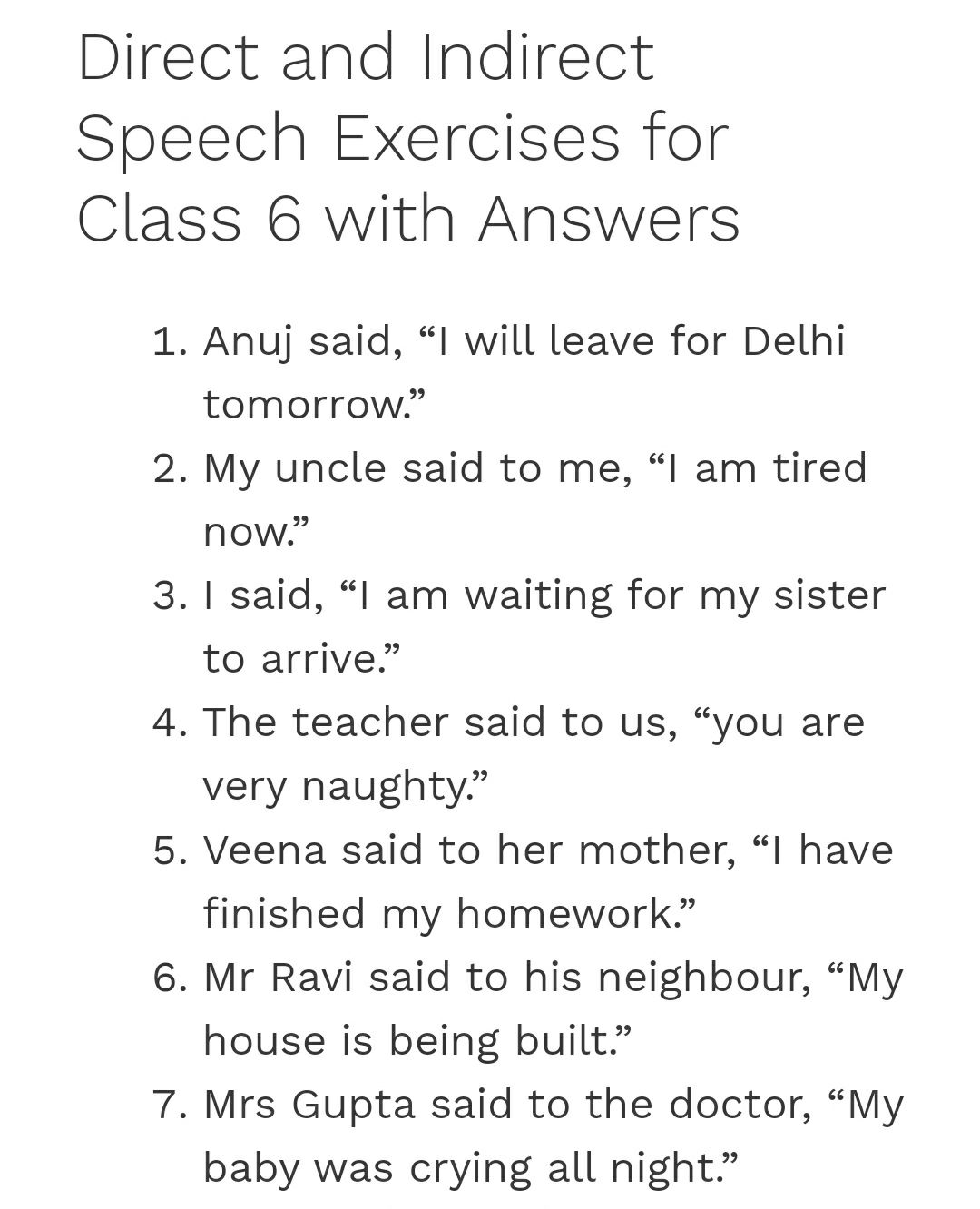 reported speech worksheet for class 8 with answers