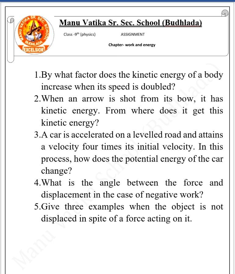 higher physics assignment examples