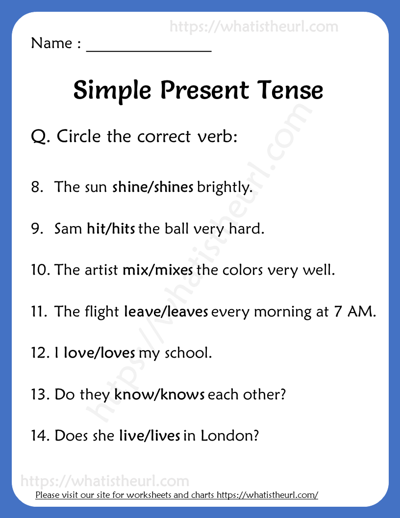 worksheet2 present tense english grammar notes teachmint