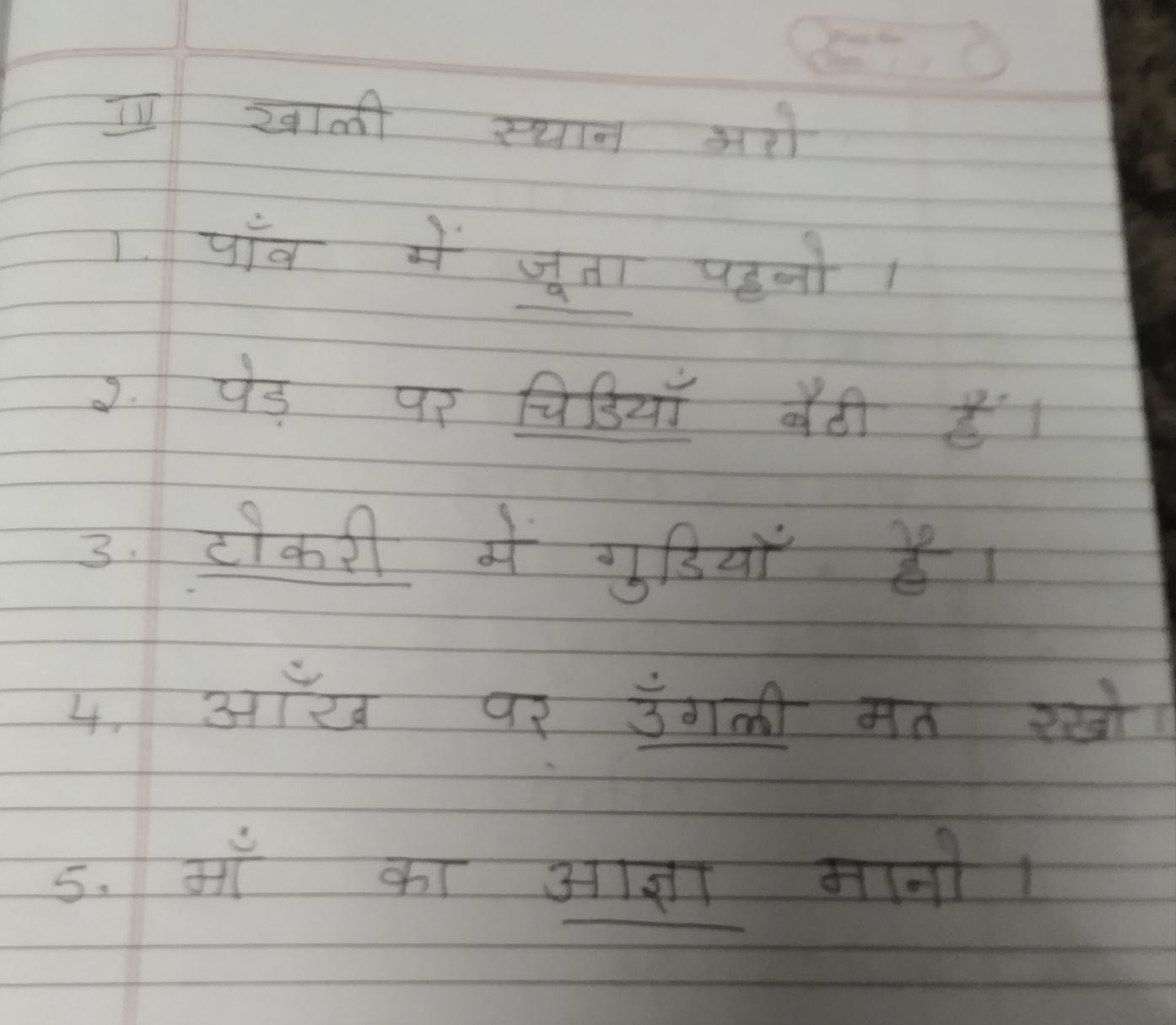 homework notes in hindi