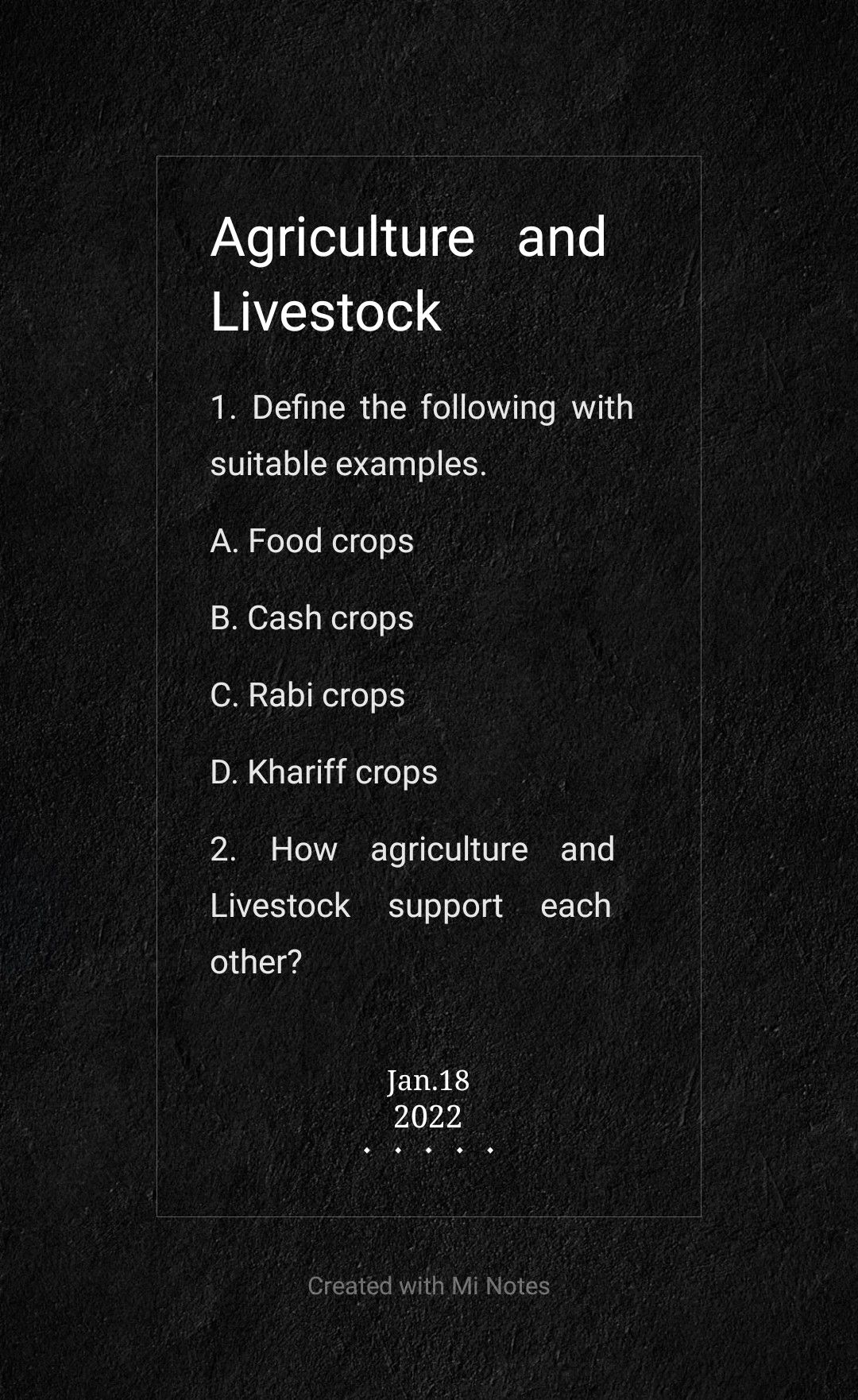 Agriculture And Livestock Social Studies Assignment Teachmint
