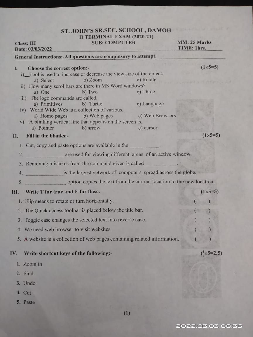 CBSE Class 4 Computer Worksheet