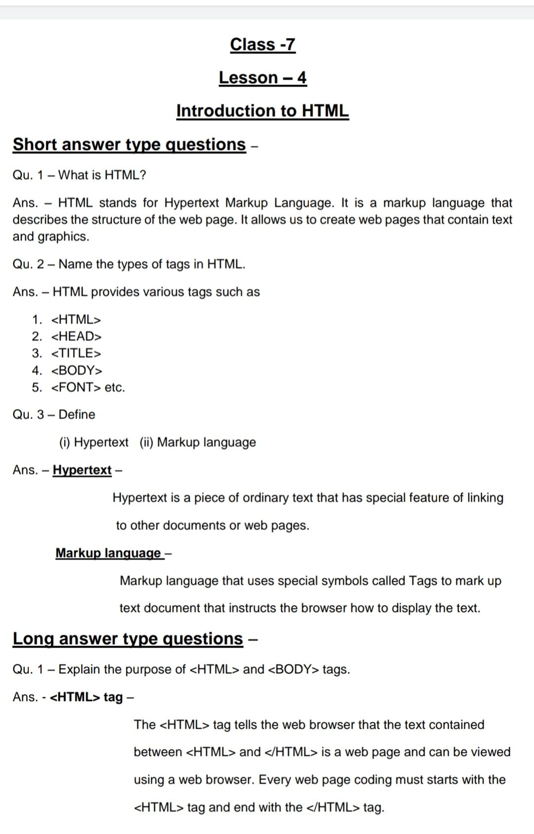 html assignment questions and answers