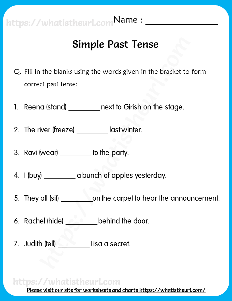 Past Tense Worksheet H W English Grammar Notes Teachmint