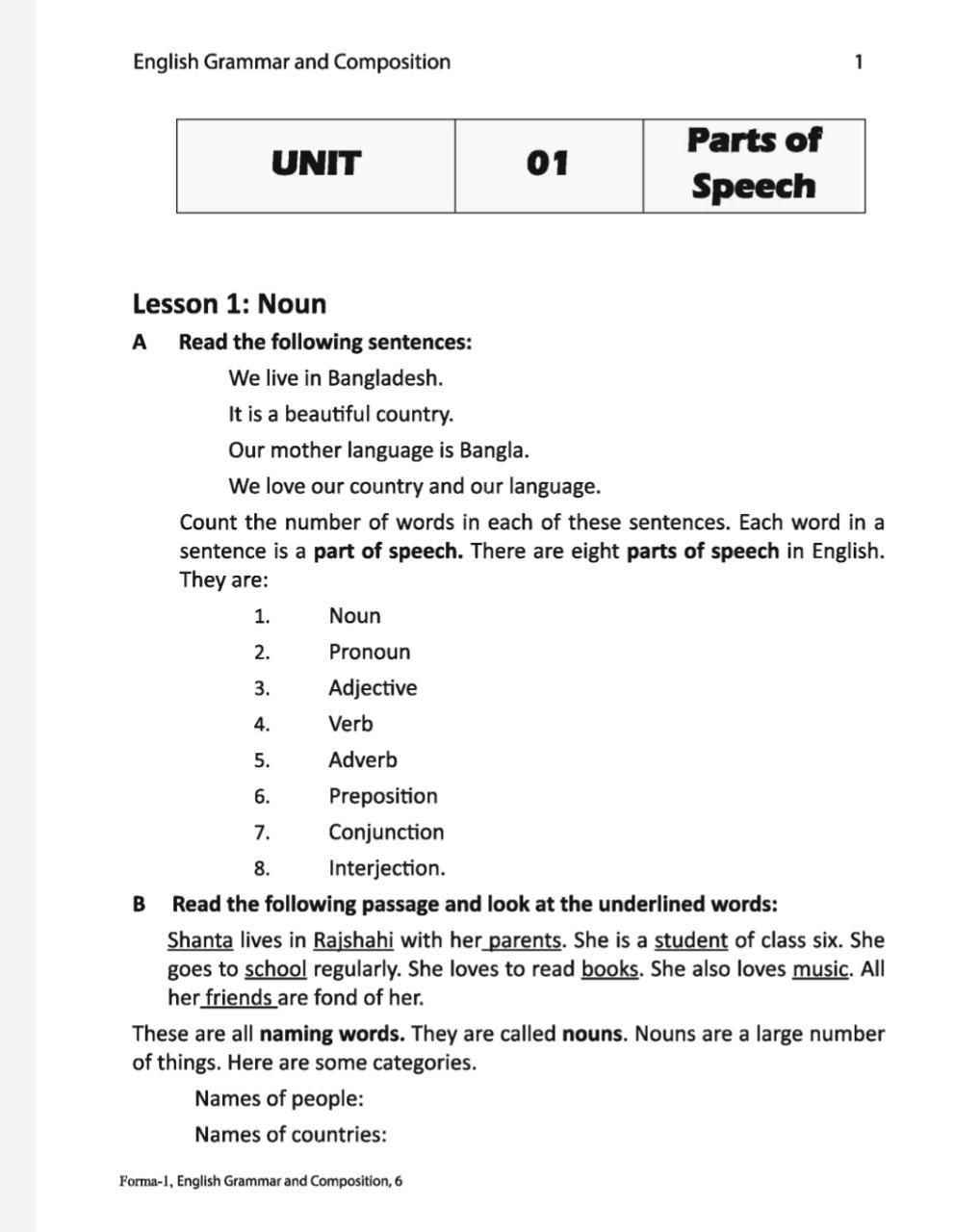 assignment is which parts of speech