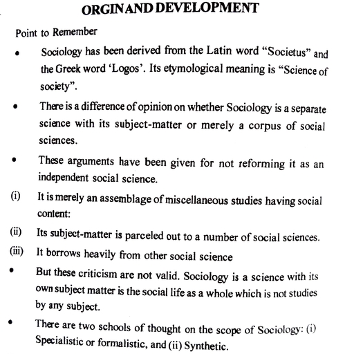 Orgin & Development - Sociology - Free PDF Download 2026
