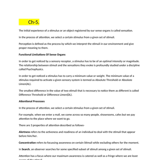 Perception - Psychology - Assignment - Teachmint
