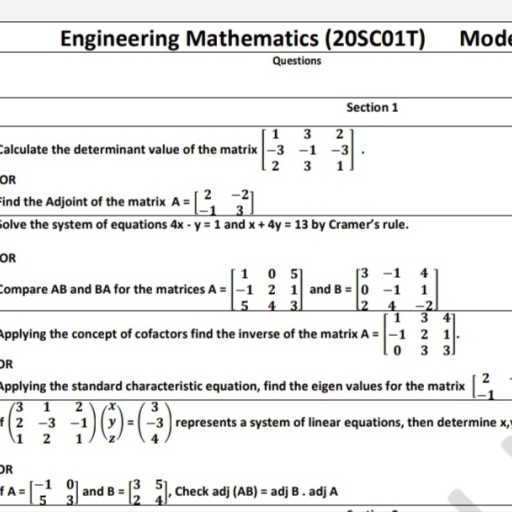 1 Internal Model QP - Engg Mathematics - Free PDF Download 2026