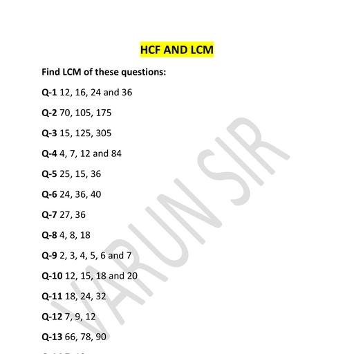 HCF and LCM ex-2 - Maths - Free PDF Download 2026