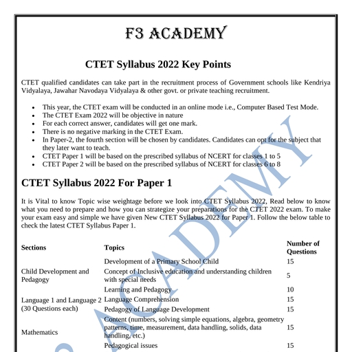 CTET Syllabus.pdf - TET - Free PDF Download 2026