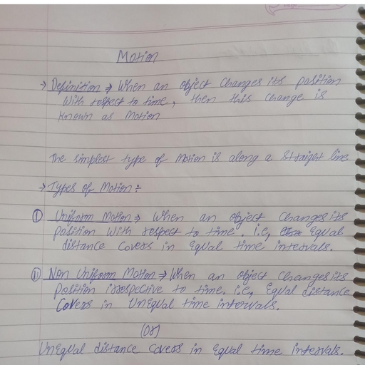 Notes on Motion - Physics - Free PDF Download 2026
