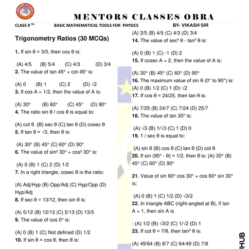 BASIC MATHEMATICAL TOOL 0 - Maths - Free PDF Download 2026