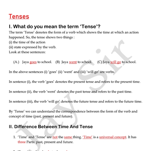 Tense Notes By Jay Sir - English - Free PDF Download 2026