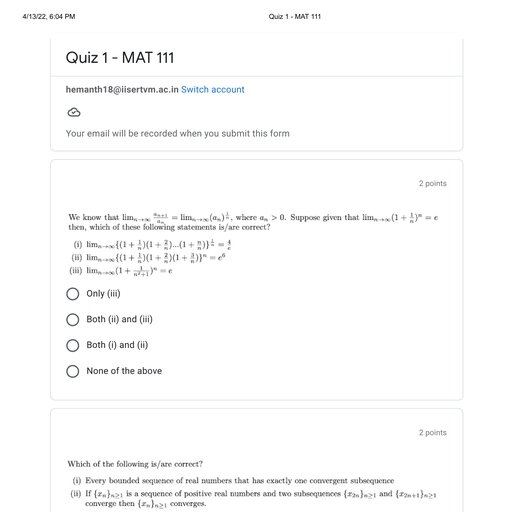 MAT111 QUIZ PAPERS - Science - Free PDF Download 2026