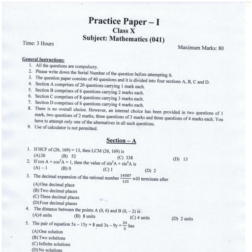 10-Maths-Practice-Paper-2 - MATHS - Free PDF Download 2026