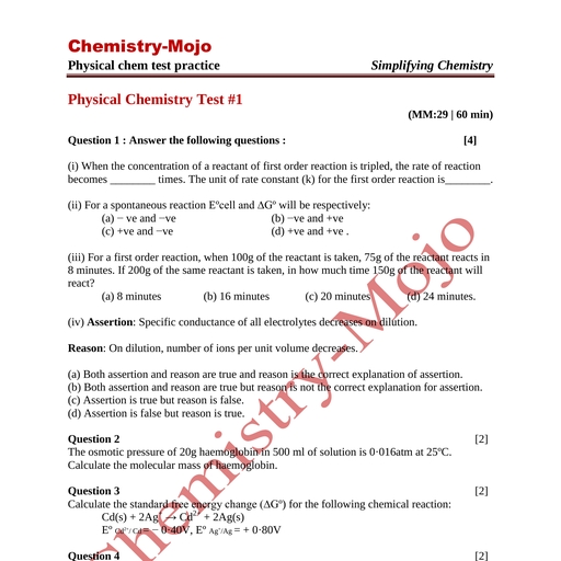 Phy chem T1 - Chemistry - Free PDF Download 2026