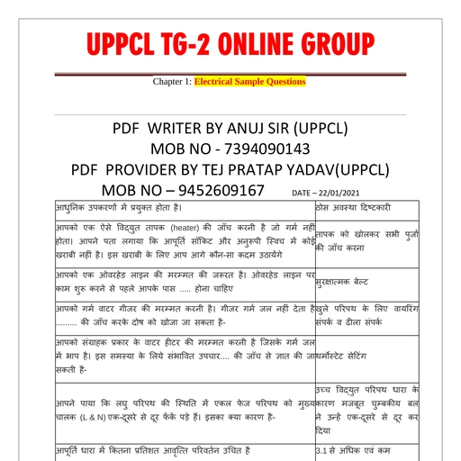 UPPCL TG2 ELECTRICAL.pdf - Electrician Theory - Free PDF Download 2026