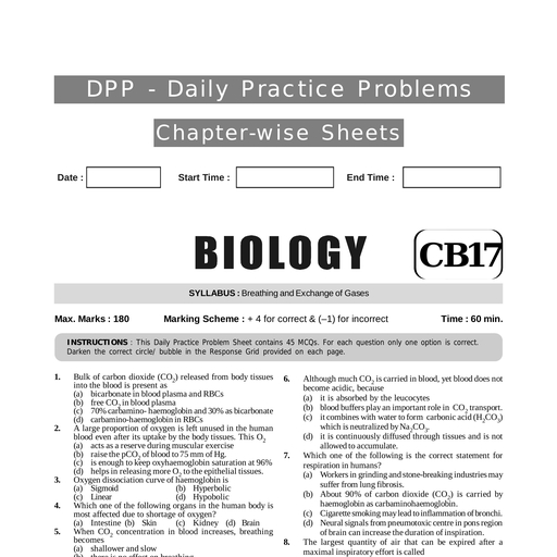 DPP- 17 - Biology - Free PDF Download 2026