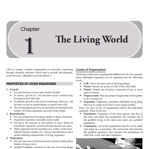 CH-01 THE LIVING WORLD - Bio/Phy / Chemistry - Free PDF Download 2026
