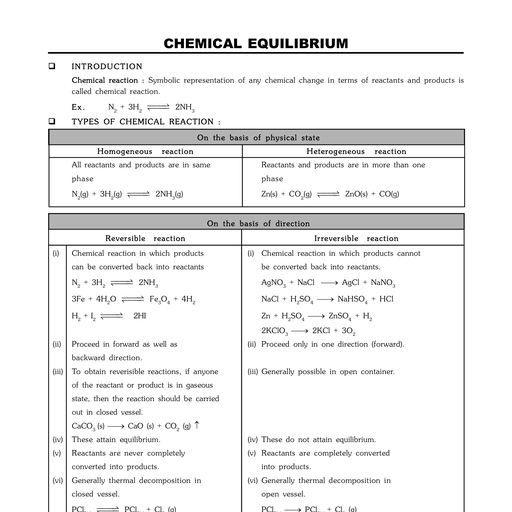 CHEMICALEQUILIBRIUM Notes - Chemistry - Free PDF Download 2026